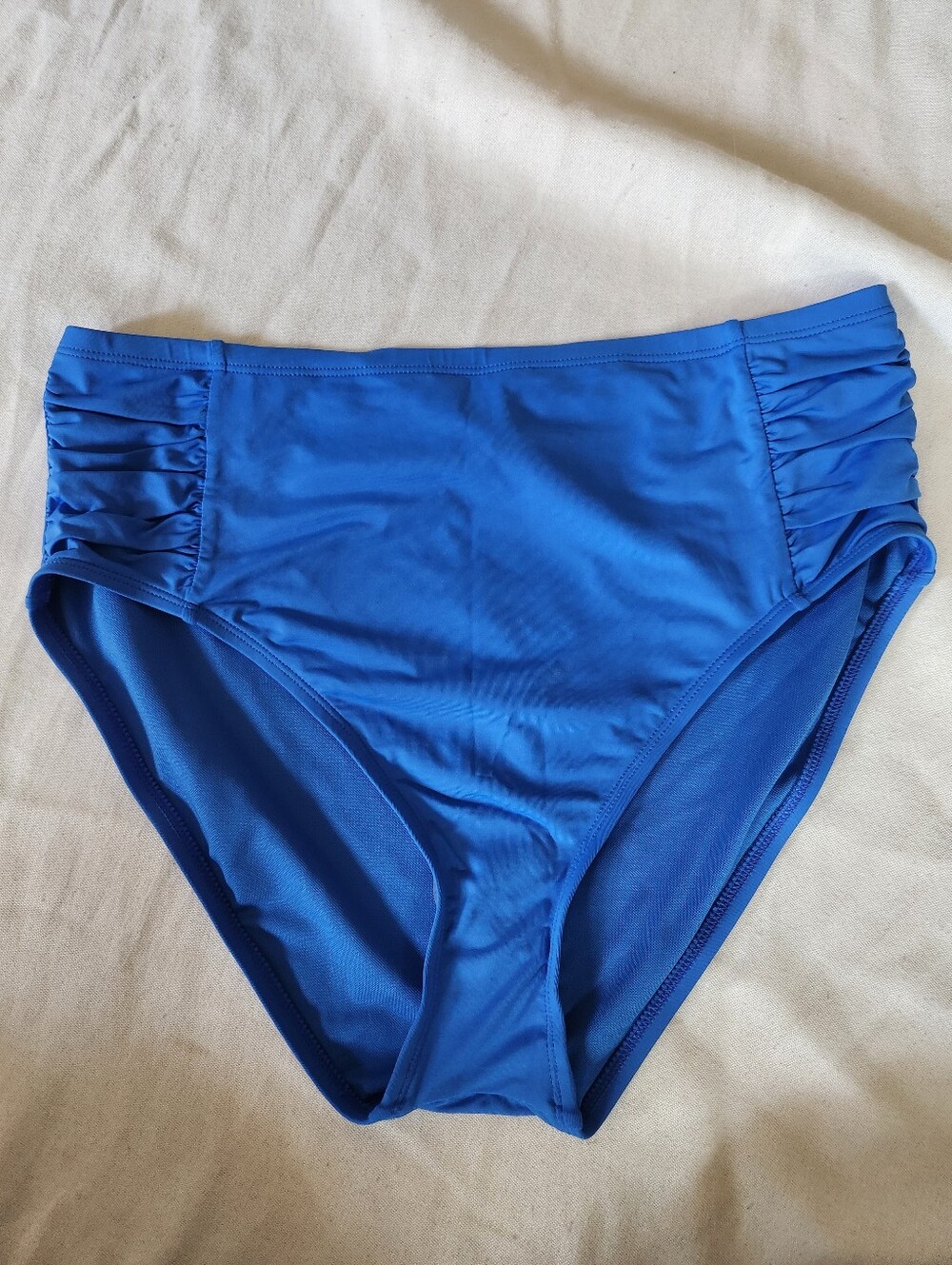 NWT Bleu Rod Beattie Azure Blue Ruched Bikini Bottoms Women's Size 12